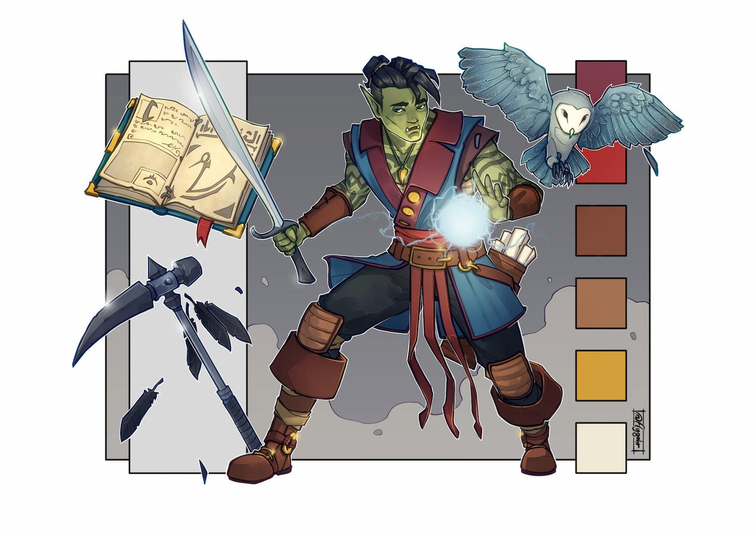 Khelben, half-orc bladesinger wizard character reference sheet Khelben, half-orc bladesinger wizard character reference sheet