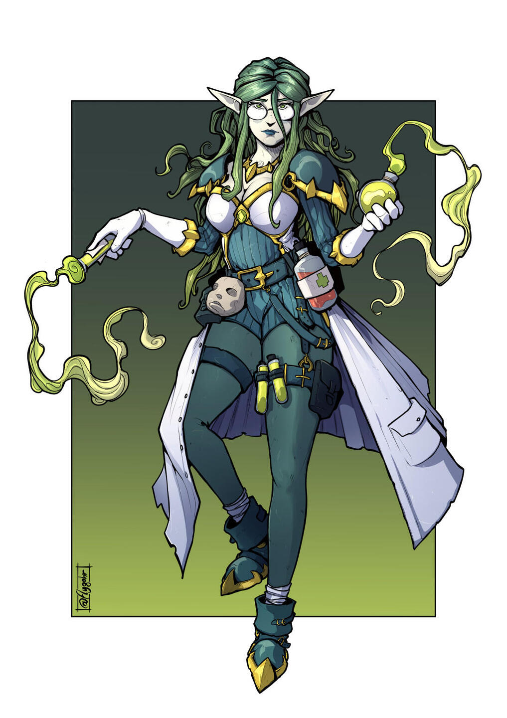 Elf alchemist full-body portrait Elf alchemist full-body portrait
