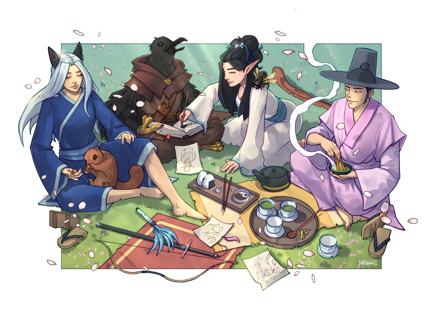 A group of characters from a Pathfinder 2e, Season of Ghosts setting A group of characters from a Pathfinder 2e, Season of Ghosts setting