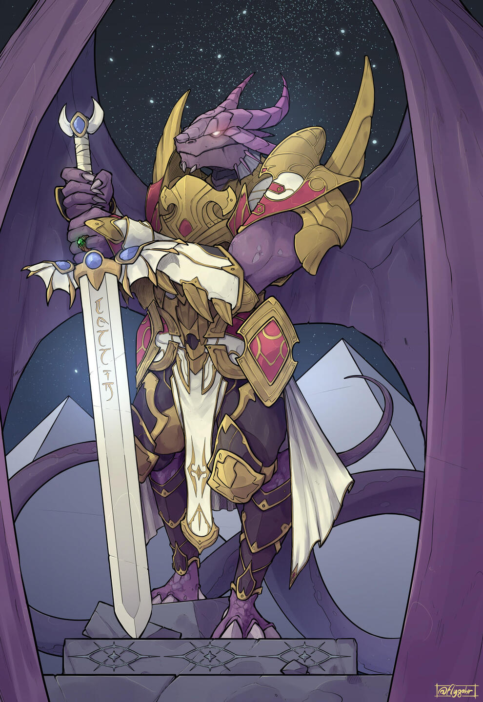 Noxxal, winged dragonborn paladin illustration Noxxal, winged dragonborn paladin illustration