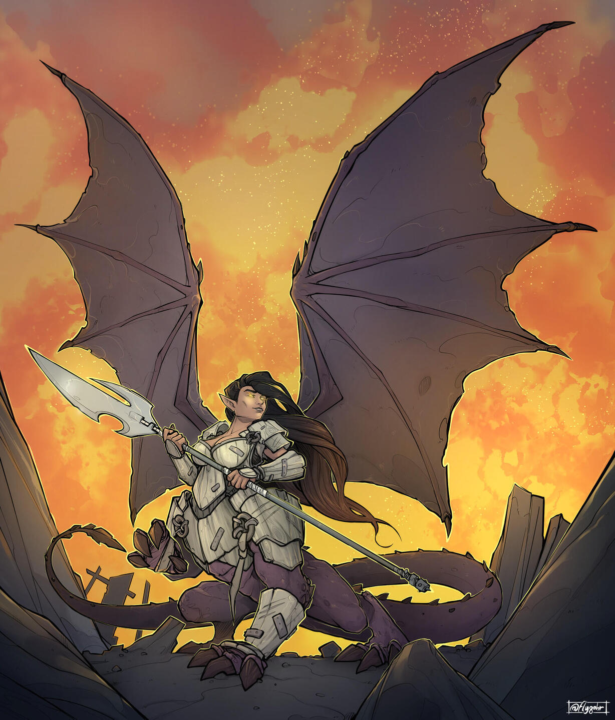 Winged dracotaur illustration Winged dracotaur illustration
